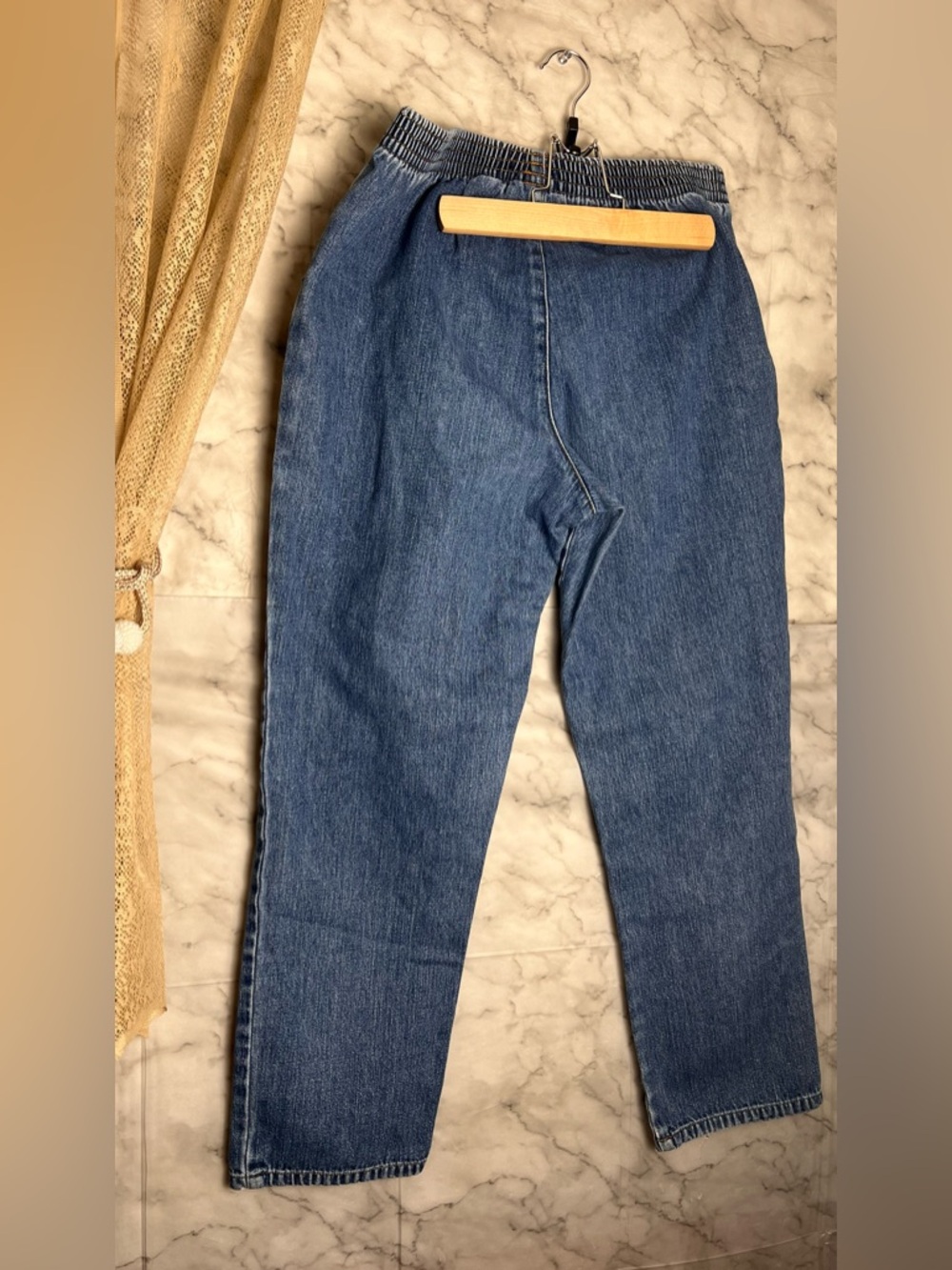 100% Cotton Petite Denim Jeans Pull On PS Petite Small Medium Blue Large Pocket - Picture 3 of 10